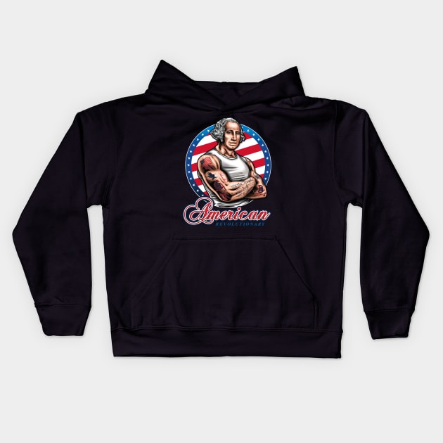 Jacked Up George Washington Kids Hoodie by Fine Design Creative